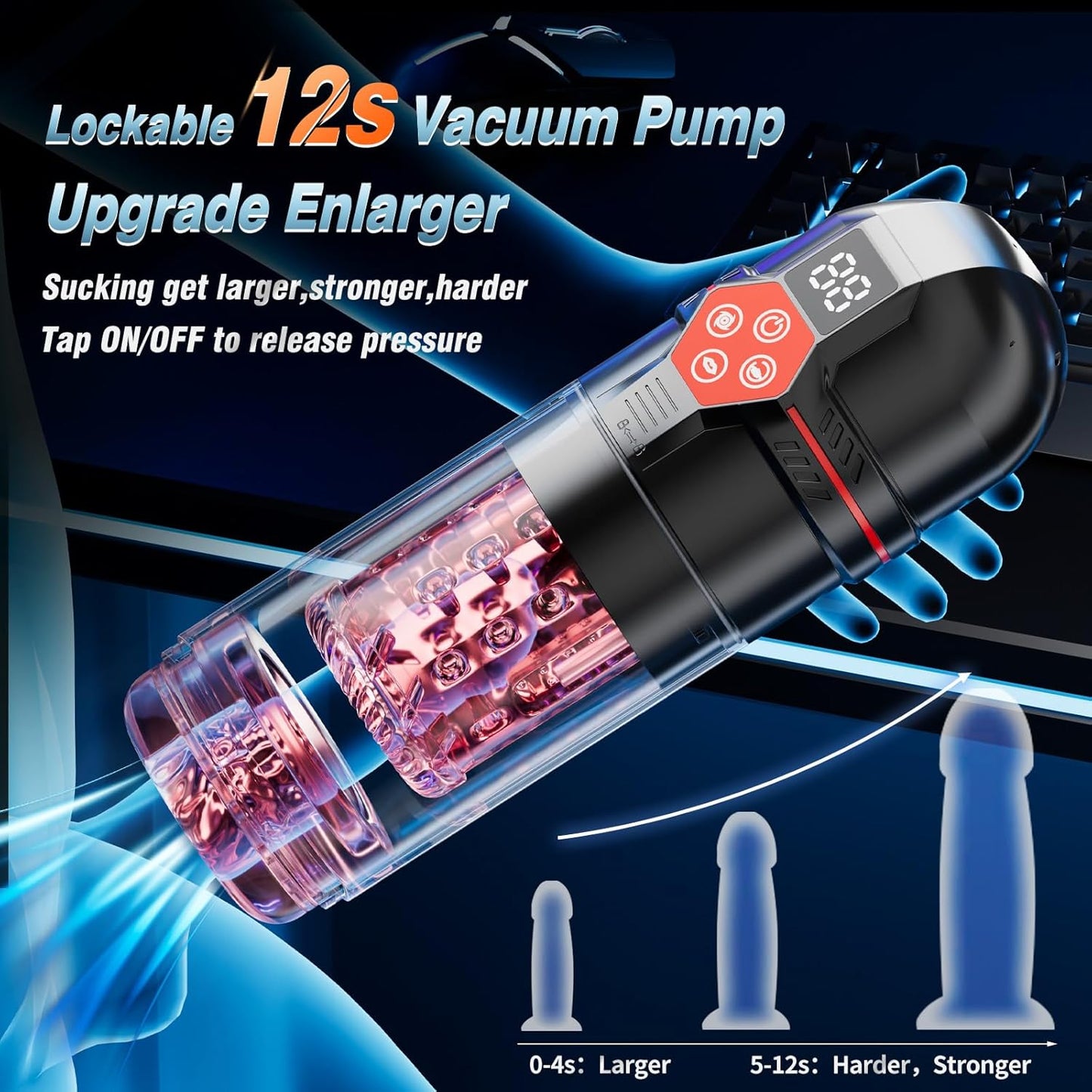 7 Thrusting Rotating Vibrating Sucking Licking LCD Adult Toys Mens Sex Toys
