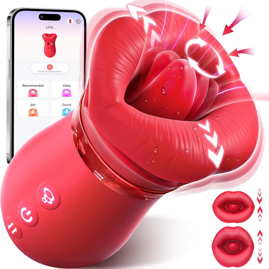5IN1 Mouth Sucking Vibrator Rose Sex Toy, 10 Tongue Licking, 3 Auto & 1 Manual Sucking