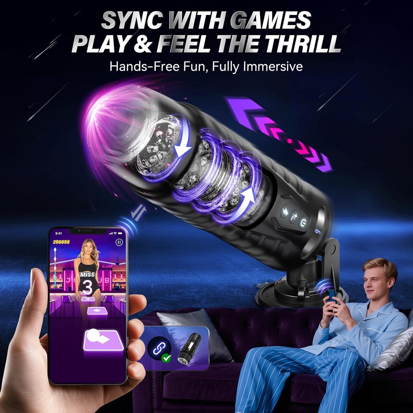 AI Sync Male Masturbator Sex Toys for Men - Adult Toy Male Sex Toys with 7 Thrusting & 7 Rotating Modes