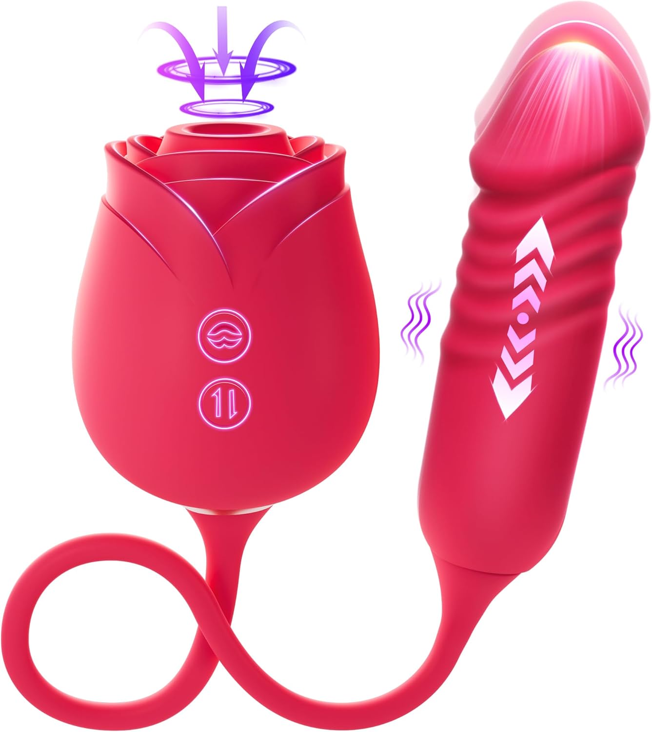 Rose Sex Toy with Thrusting G Spot Vibrators & 10 Sucking Modes
